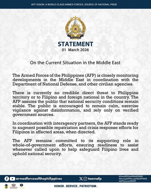 AFP Statement on the Current Situation in the Middle East